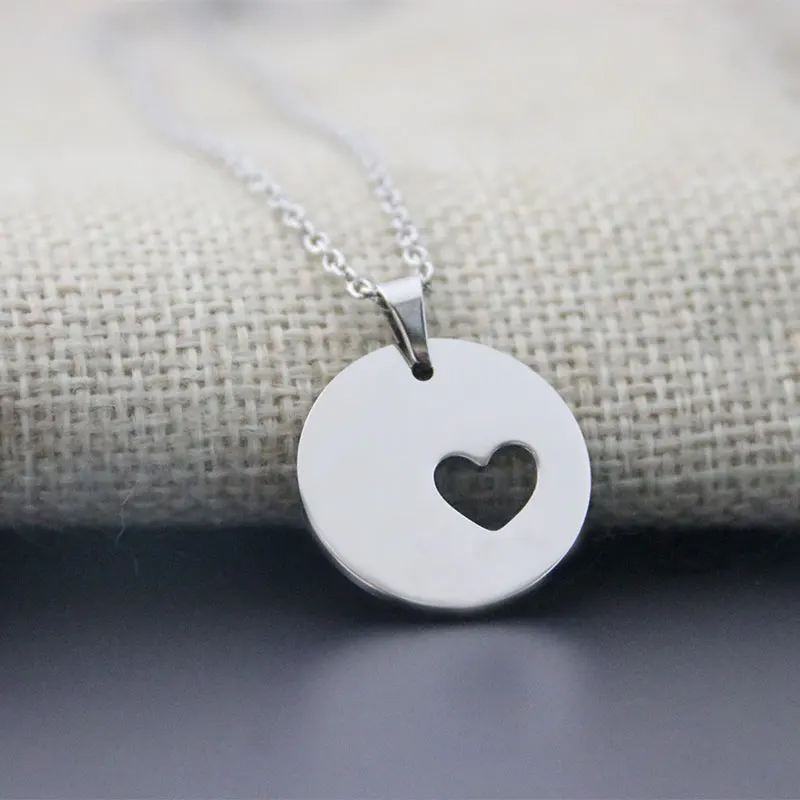 1pc New Classic Round Sun Heart Stainless Steel Custom Necklace Love Hearts Pendant Kids Girls Women Festival Jewelry | Украшения и