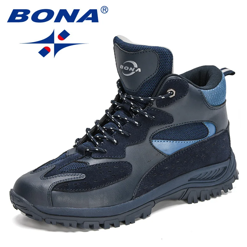 BONA 2022 New Designers Winter Boots High Top Sneakers For Man Winter Snow Shoes Man Warm Outdoor Ankle Boots Classic Mansculino