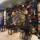 Европейский и американский Ретро металлический фон в виде Note гитарная панель KTV, настенная бумага, музыкальный бар, клуб, промышленный декор, Настенная 3D Бумага