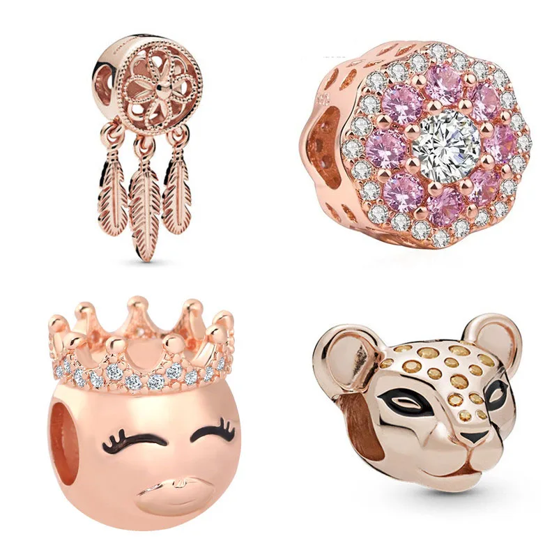 Новинка,, золото и розовое золото, simba galaxy, божья коровка, Микки, сделай сам, бисер, подходит для оригинала Pandora, подвески, серебро 925, браслет X017
