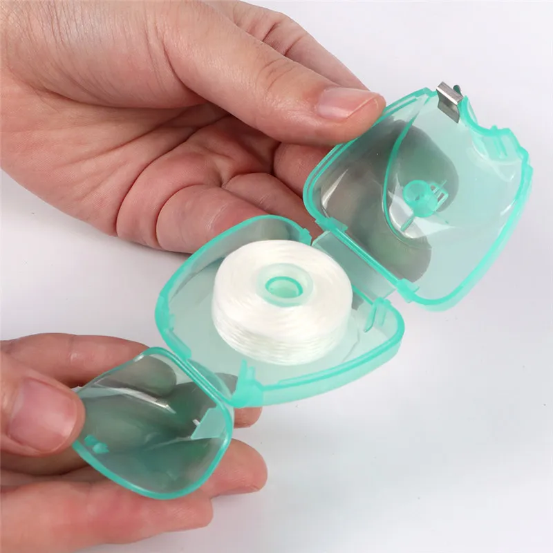 Зубная нить с микровоском 50 м ароматом перечной мяты|Держатель зубной нити| |