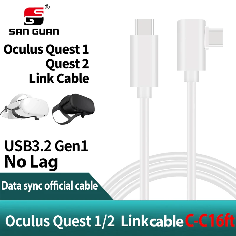 

Кабель передачи данных Superspeed 90 градусов с прямым углом USB type C на USB C 3,2 Gen1 для Oculus Quest VR