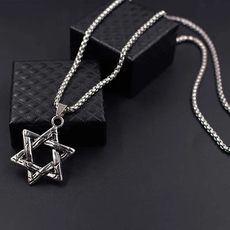 

Fashion New Hexagonal Star Pendant Necklace Men's Necklace Wild Creative Gothic Star Lady Necklace 2021 High Quality Men's Chain