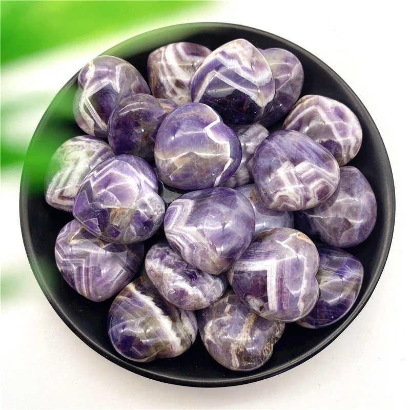 

1PC Natural Dream Amethyst Crystal Heart Shaped Gemstone Reiki Healing Chakra Crystal As Gift Home Decoration