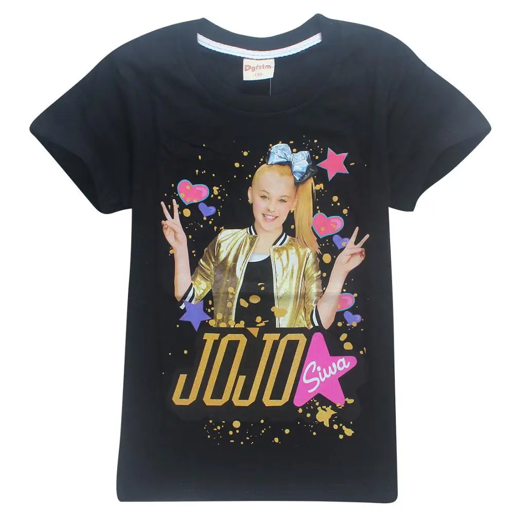 black New Girl Kid Jojo Siwa T shirt Children Summer Autumn Short Sleeve Cotton T-shirt Tops Tee Baby Toodler Casual Home Wear Clothes - Цвет: black