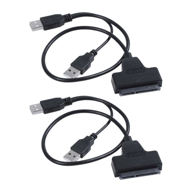 

2X USB2.0 To SATA Adapter Cable 48Cm For 2.5 Inch External SSD HDD