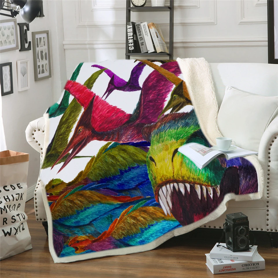 

Dinosaur Blanket Bedding Sheet Sofa Cover Throw Nap Blanket As Mat Travel Picnic Home For Adults Kids on Bed Crib Plane Cobertor