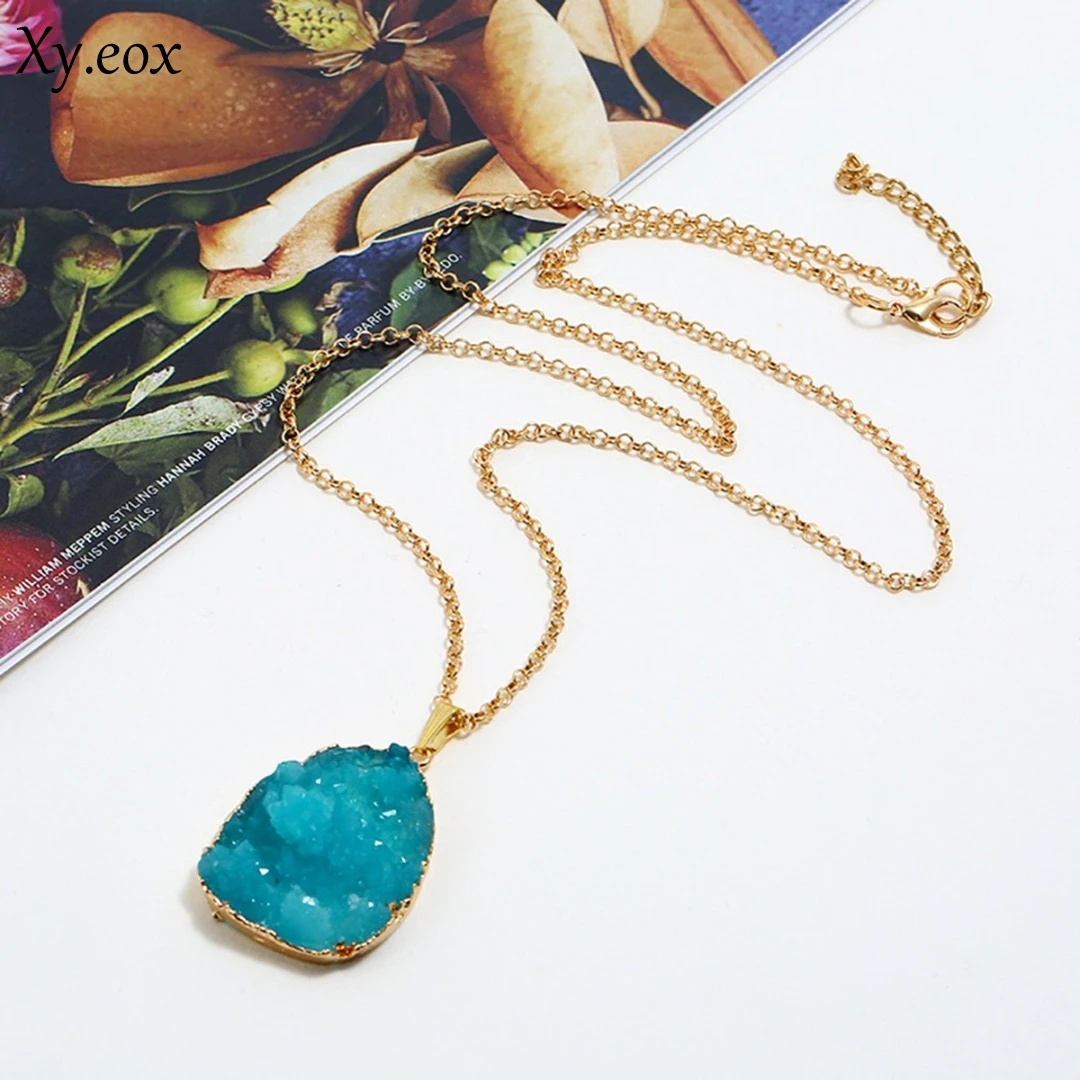 

Женское длинное ожерелье-цепочка из натурального хрусталя