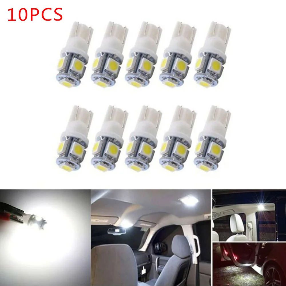 

10PCS T10 White 194 168 2825 5050 5SMD LED Bright Car Lights Lamp Bulb Peanut Automobile Goods Decoration