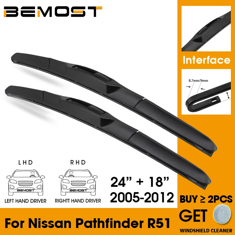 

Car Wiper Blade Front Window Windshield Rubber Silicon Refill Wipers For Nissan Pathfinder R51 2005-2012 24"+18" Car Accessories