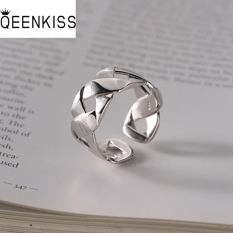 

QEENKISS RG6710 Jewelry Wholesale Fashion Single Male Man Birthday Wedding Gift Retro Hollow Out 925 Sterling Silver Open Ring