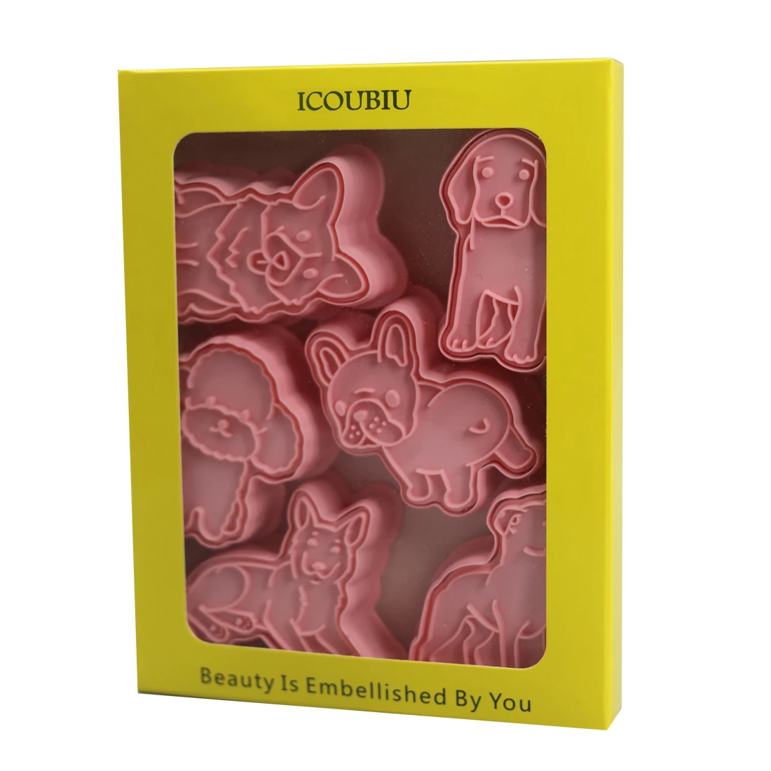 

6Pcs Cookie Cutter Set Baking Tools Plastic Dog Cookie Stamp Biscuit Mold Cutters Cakes Cookie Decorating Tools Bakeware