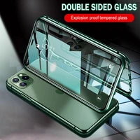 360 magnetic metal double sided glass case iphone 11 12 pro max 12 mini xs max x xr se 2020 7 8 6 6s plus cover
