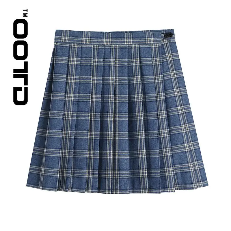 

OOTD Pleated Skirts The New 2021 Japanese College Wind Light Blue Pleated Tartan Skirt Jk Uniform