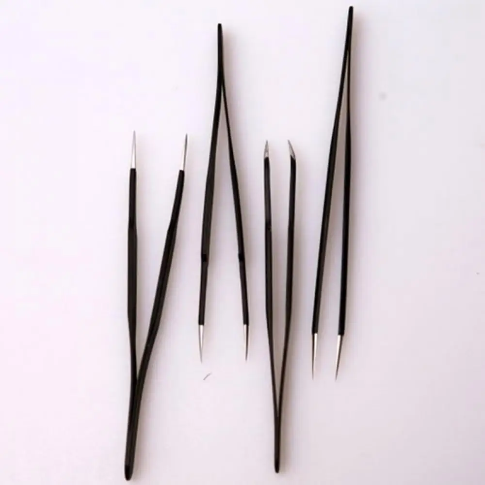 6Pcs Black Color Eyebrow Tweezer Hair Beauty Slanted Puller Stainless Steel Eye Brow Clips Makeup Tool Brand New