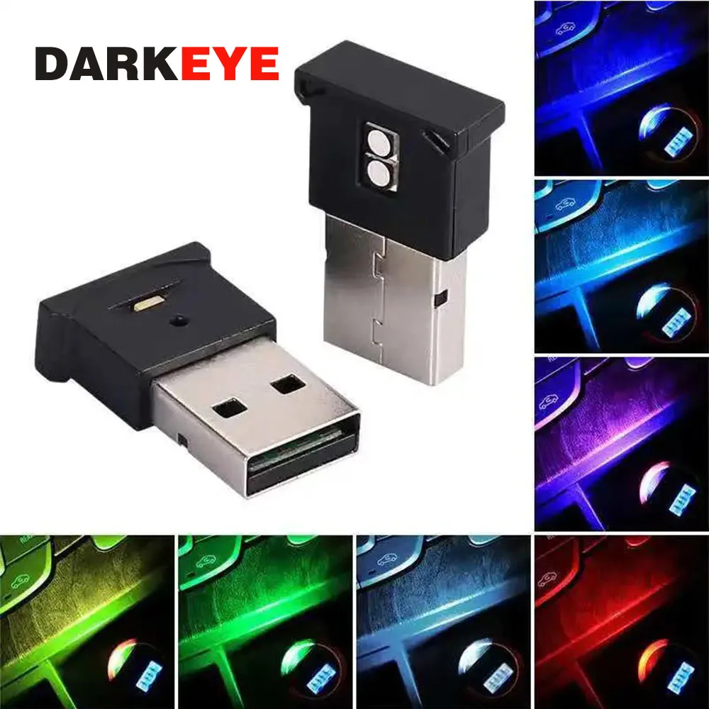 

1pcs 7 Colors Mini USB Light LED Modeling Light Car Ambient Light Neon Interior Light Car Interior Decorative Light Car Goods