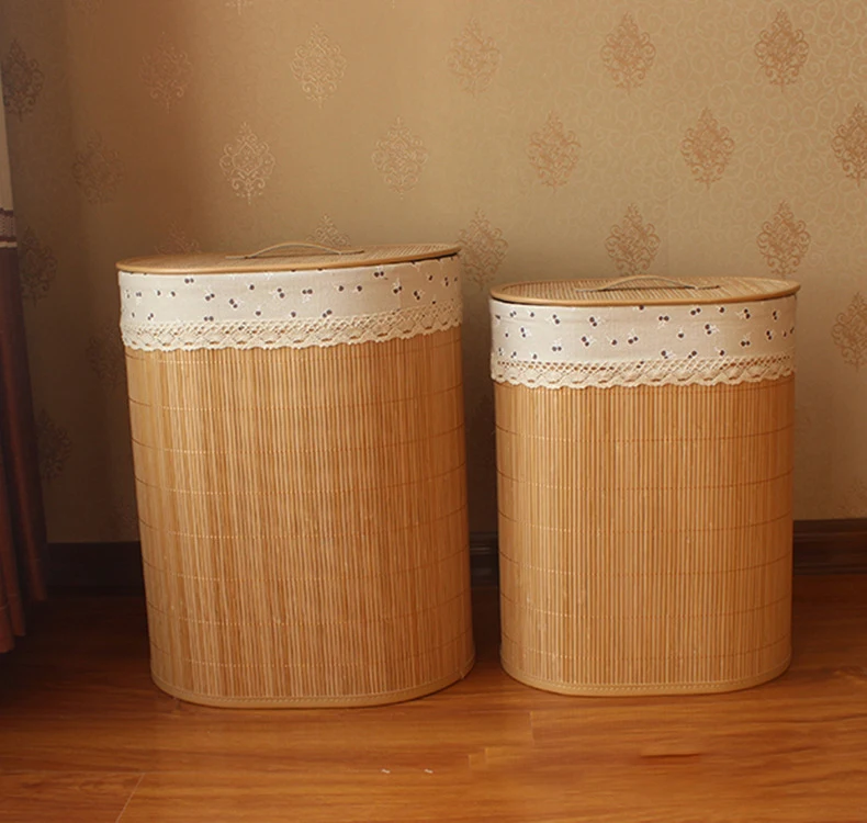 

Freen Shipping 1PC Bamboo Woven Storage Basket Collapsible Laundry Basket Household Toiletry Storage Bucket Storage Bin