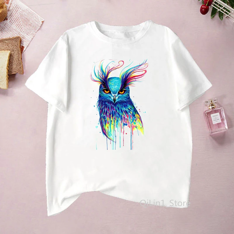 Женская Винтажная футболка с рисунком акварельных сов|Футболки| |