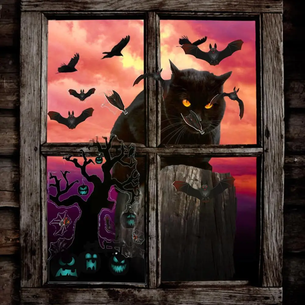 Новинка статическая Наклейка на окно Хэллоуин дом с привидениями летучая мышь