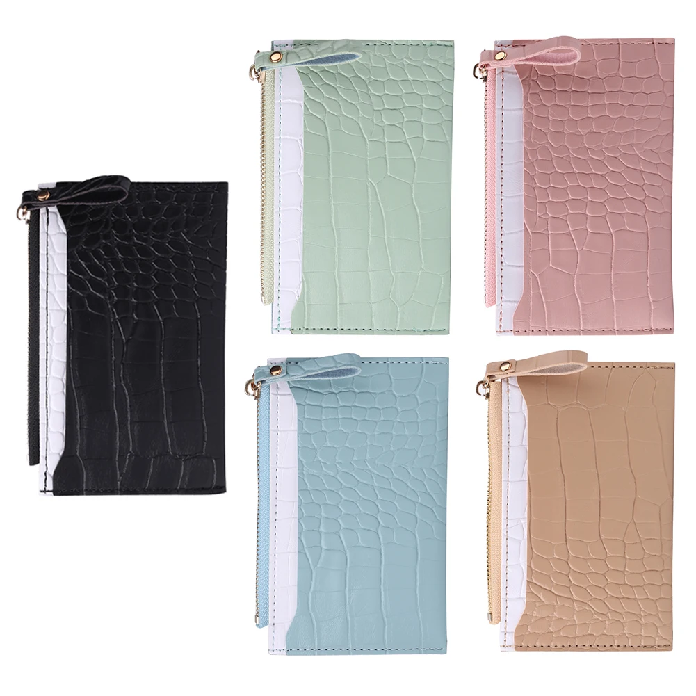 

Fashion Women PU Leather Alligator Pattern Short Wallet Vintage Coin Card Holder Casual Ladies Contrast Color Wallet Mini Purse
