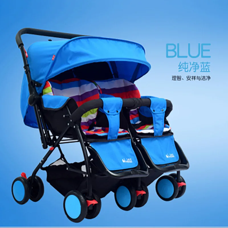 Twin Stroller Can Sit and Lie Portable Foldable Trolley Four Seasons General Trolley Accessories for Babies