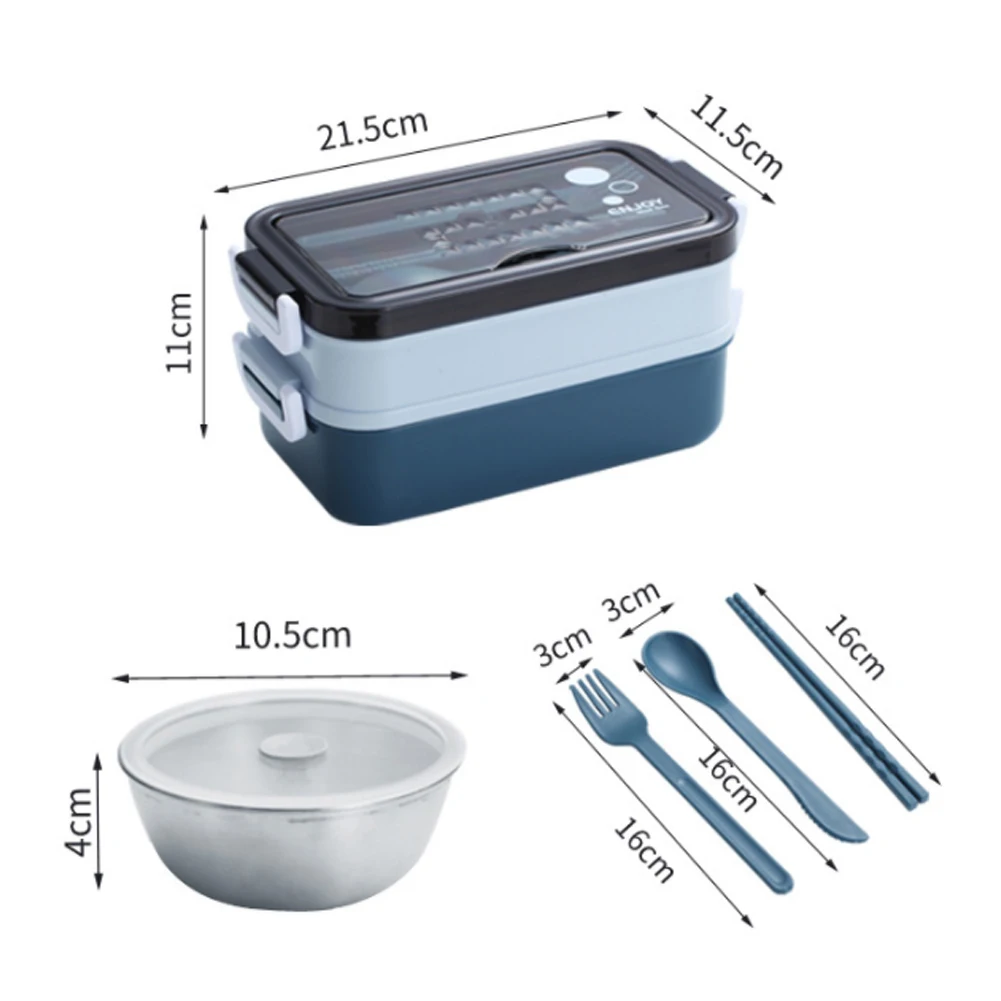 lunch box stainless steel 2 layer leak proof bento box lunch container with phone holder food storage box for kids office worker free global shipping