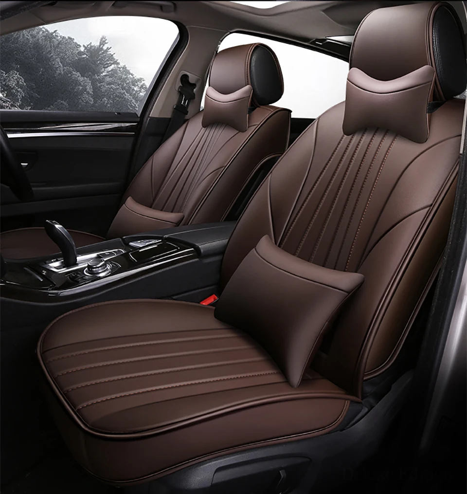 coffee pillow 3D Leather car seat cover for hyundai tucson santa fe getz solaris creta kona lantra i40 elantra terracan all models 5 seat - Название цвета: coffee pillow