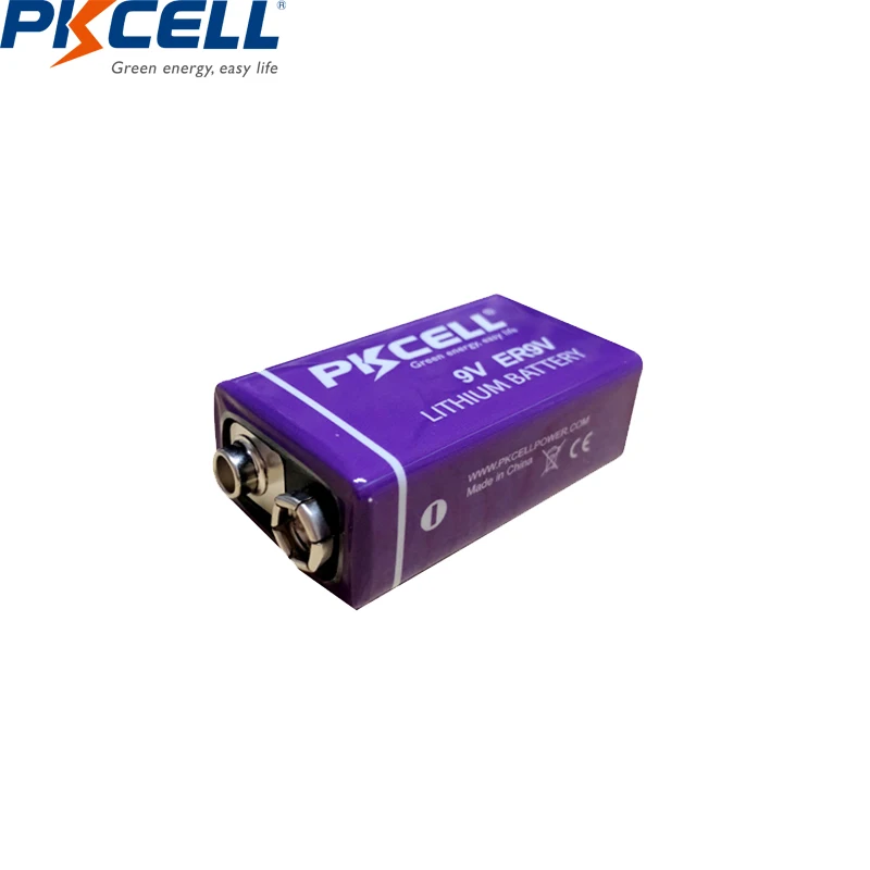 2 шт. PKCELL ER9V 1200mAh 9V Li SOCl2 литиевые батареи Bateria для дымовой сигнализации литий