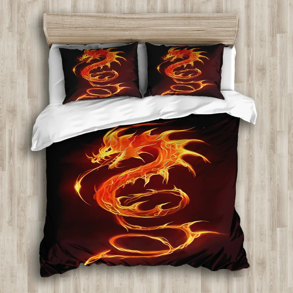 

3D Europe and America Flying Dragon Bedding Set Duvet Cover Pillowcase Comfortable Single Queen Double Bedclothes Home Textiles