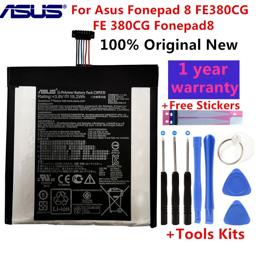 

Оригинальный аккумулятор Kikiss C11P1331 3948 мАч для Asus Fonepad 8 FE380CG / FE 380CG Fonepad8, батареи