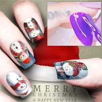 10pcs christmas cute nail stickers creative santa snowman stickers fashion manicure slider diy decoration children stickers