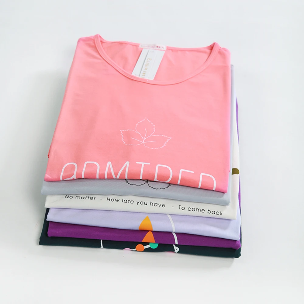 

Summer New Fashion Cartoon Letters Print Short Sleeve Girl Nightgown YL13