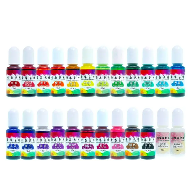 

24 Colours10ML Epoxy Resin Pigment Liquid Colorant Dye Ink Diffusion Resin Jewelry Making HX6F