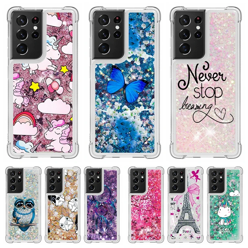 

Glitter Quicksand Liquid Case For Samsung Galaxy S21 S20 FE Ultra S 21 S8 S9 S10 S20 Plus S7 Edge Note 10 20 Ultra Case Cover