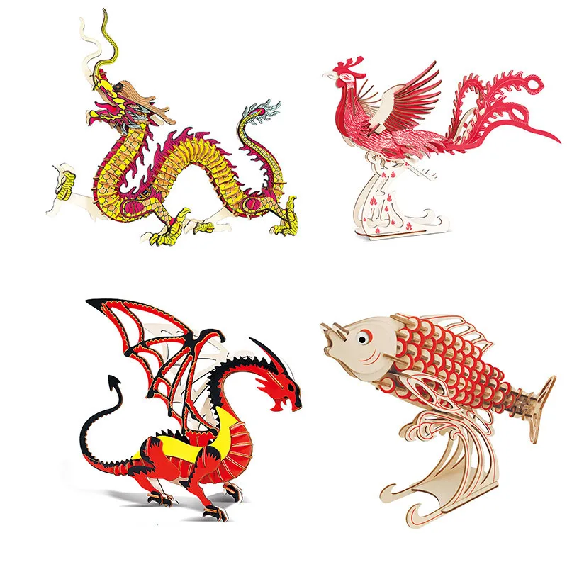 

1Pcs Kids 3D Animal Wooden Puzzle Jigsaw Toys Children Brain Training Intelligent Educational Toys DIY Manual Assembly Kit