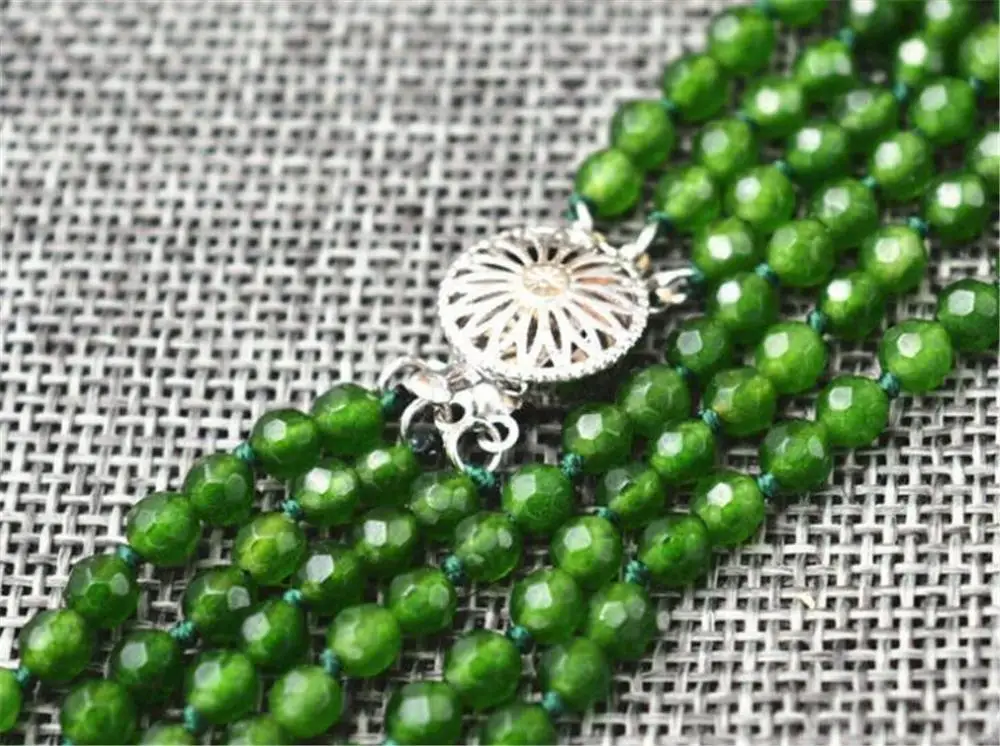 Ювелирное ожерелье граненое 4 мм темно-зелёный Изумрудный камень бусы 17-19 Мода 3