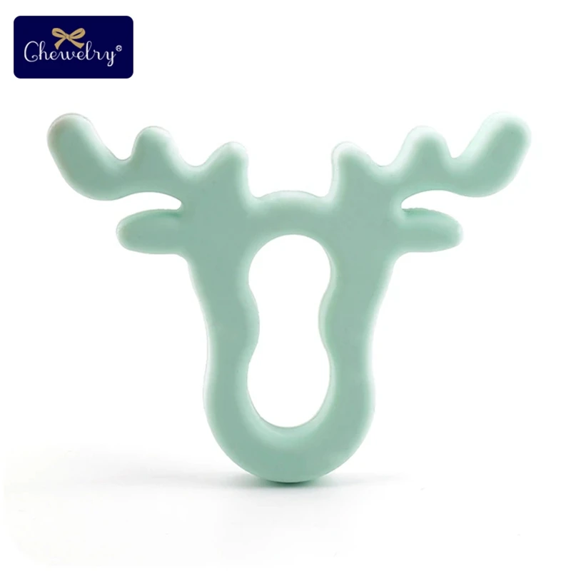 Mint Elk 1 шт. силиконовые снежинки Прорезыватель Рождественская елка звезда кулон Рождественский Олень Подарки для ребенка Лось пряники Ман детский Прорезыватель подарки - Цвет: Mint Elk