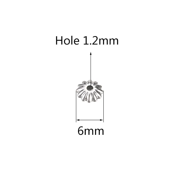 6mm Aiovlo, 50 шт./лот, нержавеющая сталь, полый цветок, бусинки, колпачки, концевые колпачки, аксессуары для рукоделия, фурнитура для изготовления ювелирных изделий - Цвет: 6mm