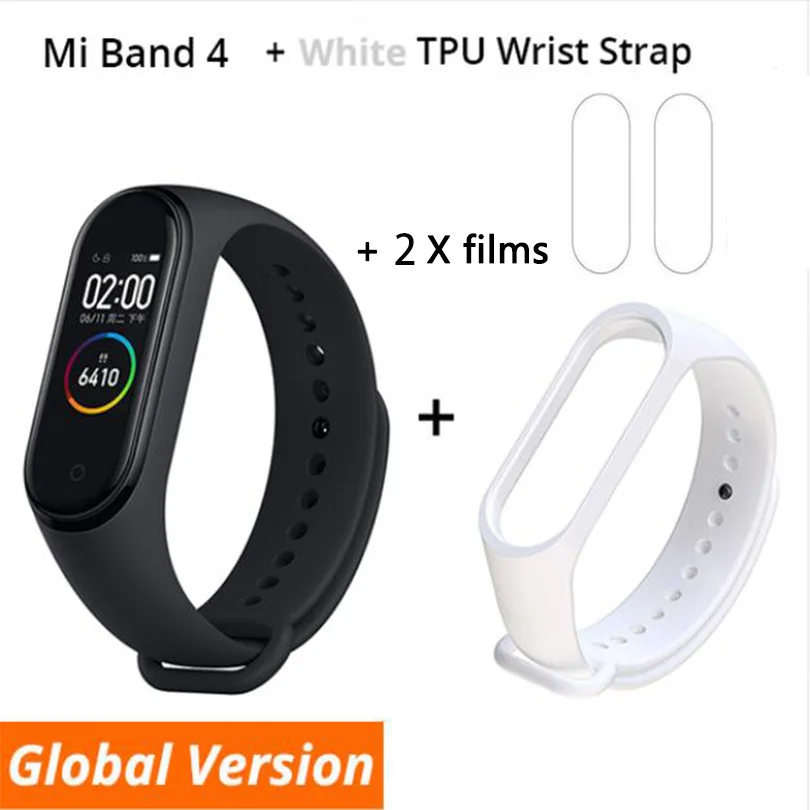B4 n film n white Xiaomi mi-браслет 4 Smart Bluetooth 5,0 mi Band 4 Браслет фитнес-браслет AMOLED сенсорный экран Музыка AI сердце - Цвет: B4 n film n white