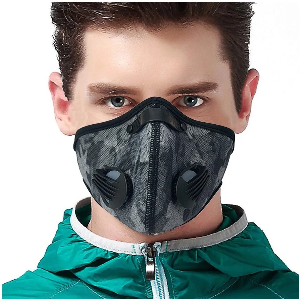 

Unisex Dustproof PM2.5 Pollution Half Face Mouth Mask Camouflage Fashion Breath Valve Wide Straps Washable Muffle Respirator 5