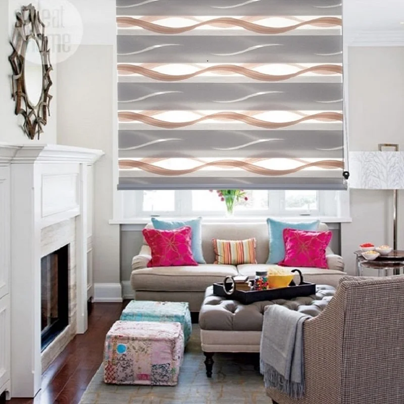 Высококачественные художественные полосатые шторы на роликах дневная и Ночная