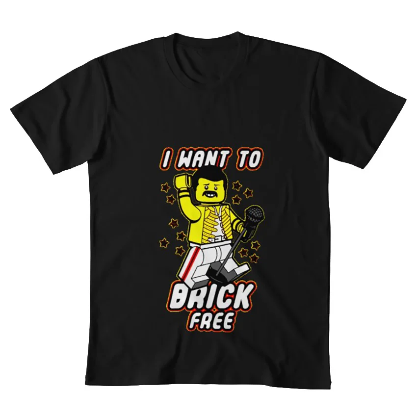 Футболка с надписью I Want To Brick Free в стиле панк рок металлическая головка толстовка