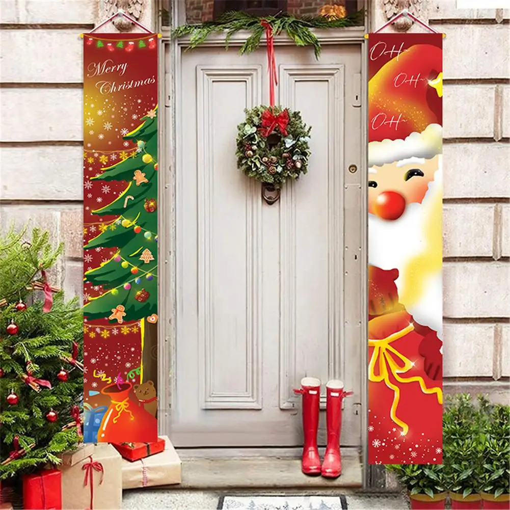 

Рождественские дверные баннеры, 2 шт./компл., милая Рождественская елка, Санта-Клаус, узор, подвесное украшение для передней двери, украшение ...