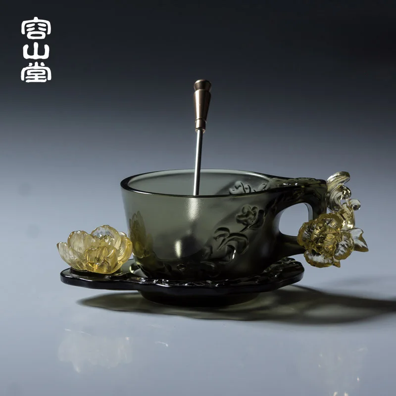 Стекло творческие кофейная чашка и держатель блюдца комплект Мода Керамика