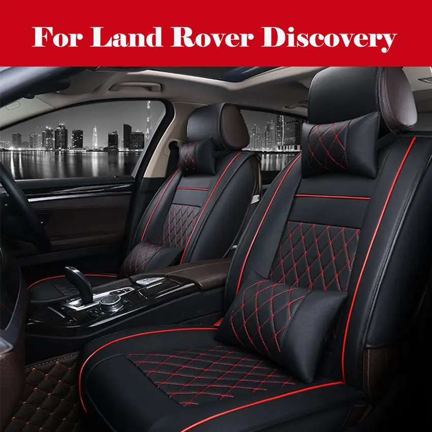 

Car Seat Covers Black PU Leather Front & Rear Full Coverage Breathable 1 SET For Land Rover Discovery