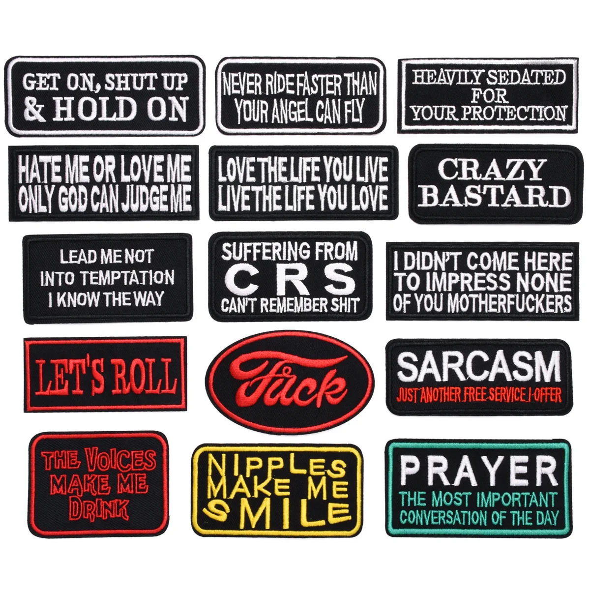 

European American Punk Rock Embroidered Cloth Sticker Hip Hop Bungee Let Us Roll Iron Sew Patch Clothing Hat Jacket Decoration