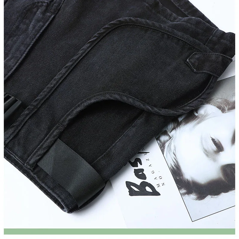 

THHONE Plus Size Denim Shorts Women Short Jeans Black 5XL Fashion Casual Summer High Waist Women's Jeans Shorts With BELT