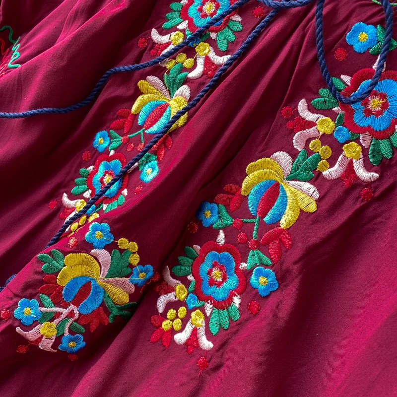 Женская винтажная блузка с цветочной вышивкой хлопковые топы в этническом стиле