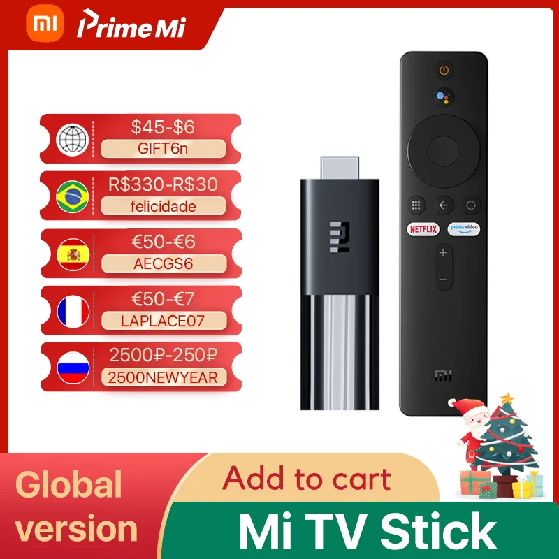 

Global Version Xiaomi Mi TV Stick Android TV 9.0 Quad-core 1080P Dolby DTS HD Decoding 1GB RAM 8GB ROM Google Assistant Netflix