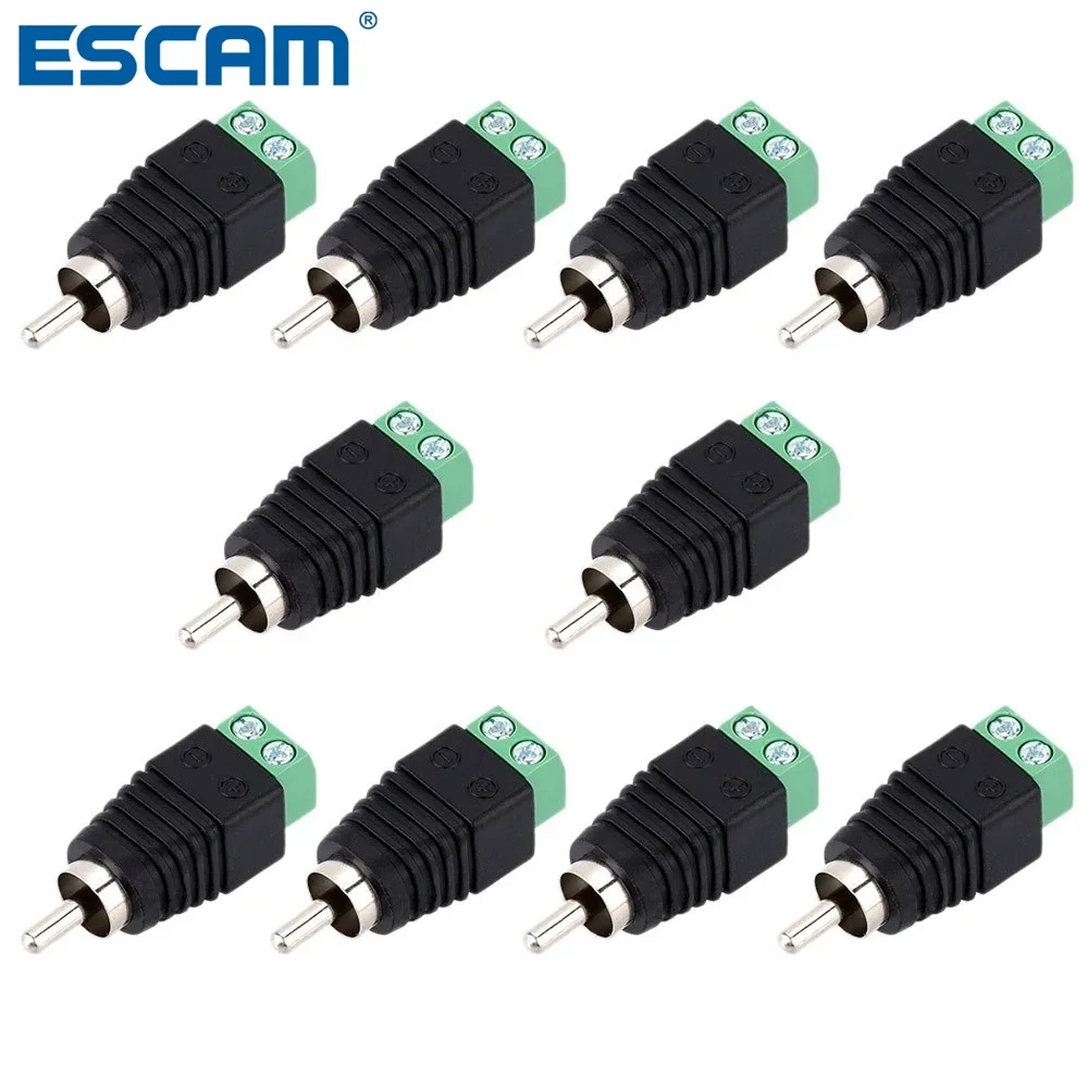 

10PCS/LOT Coax Cat5 Cat6 to RCA Male Jack CCTV Camera Audio Terminal Plug Balun Connector